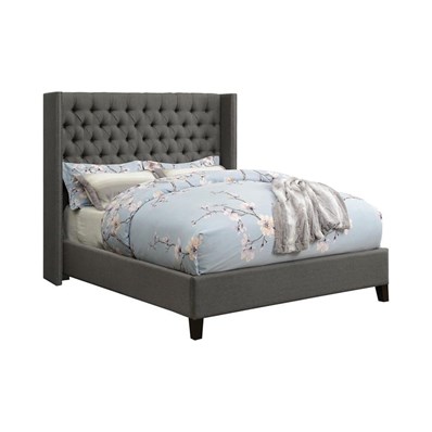 Coaster Furniture Bancroft 301405KE Upholstered Eastern King Wingback Bed - Grey