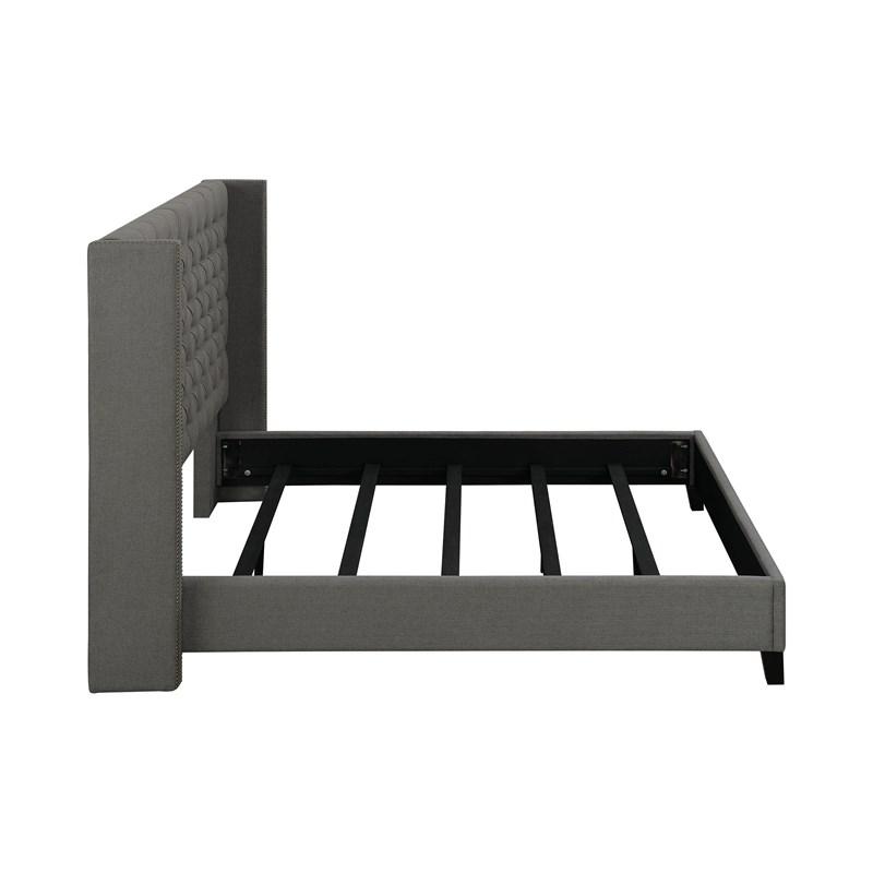 Large Picture of Coaster Furniture Bancroft 301405KE Upholstered Eastern King Wingback Bed - Grey