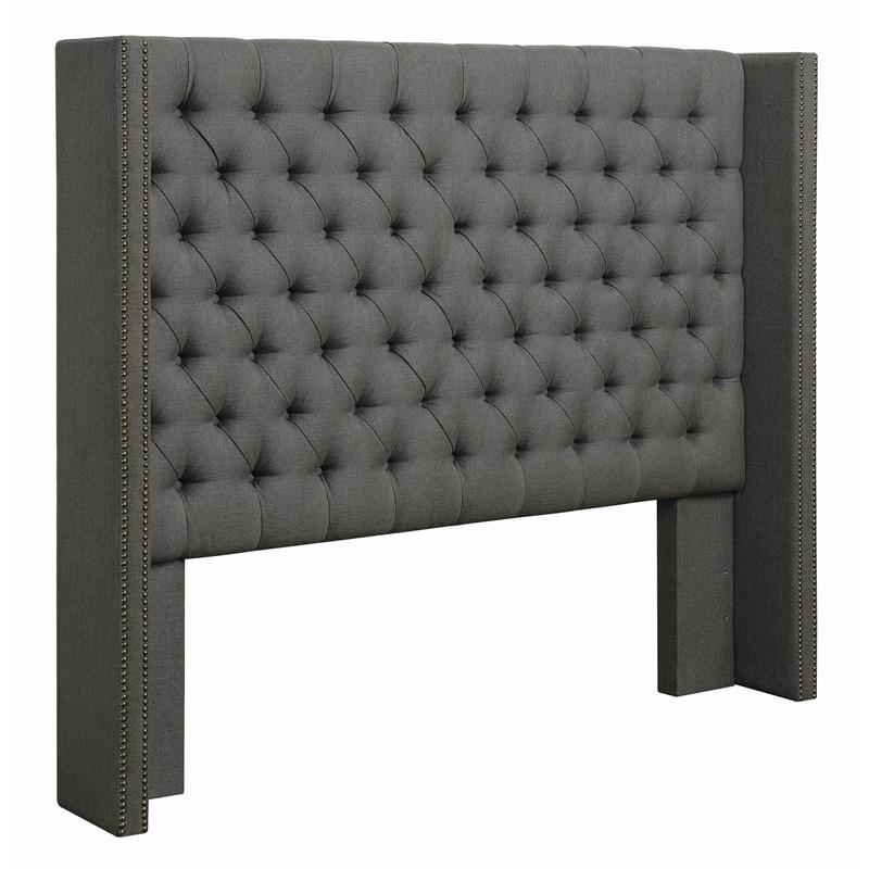 Large Picture of Coaster Furniture Bancroft 301405KE Upholstered Eastern King Wingback Bed - Grey