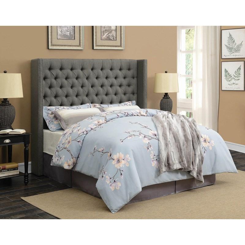 Large Picture of Coaster Furniture Bancroft 301405KE Upholstered Eastern King Wingback Bed - Grey