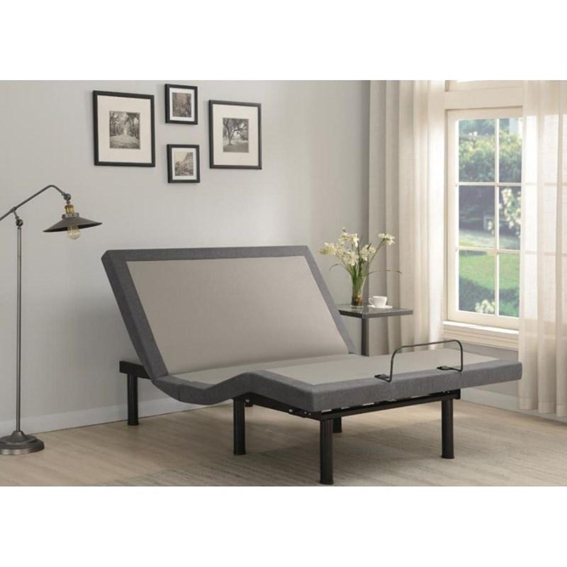Large Picture of Coaster Furniture Negan 350132TL Twin Extra Long Adjustable Bed Base - Grey and Black