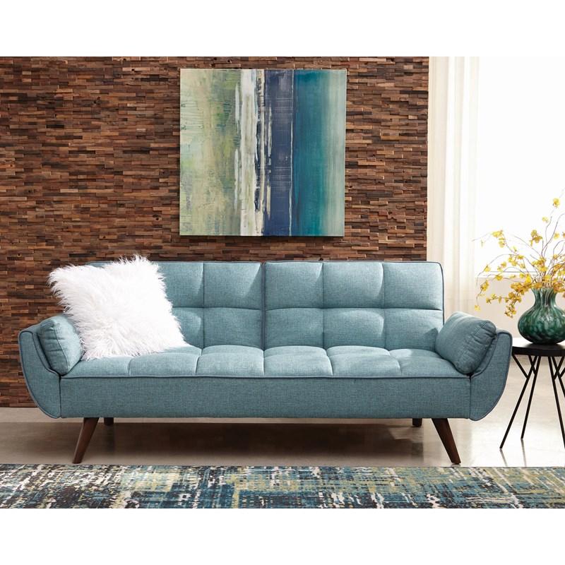 Large Picture of Coaster Furniture Caufield 360097 Upholstered Convertible Sofa Bed - Turquoise Blue