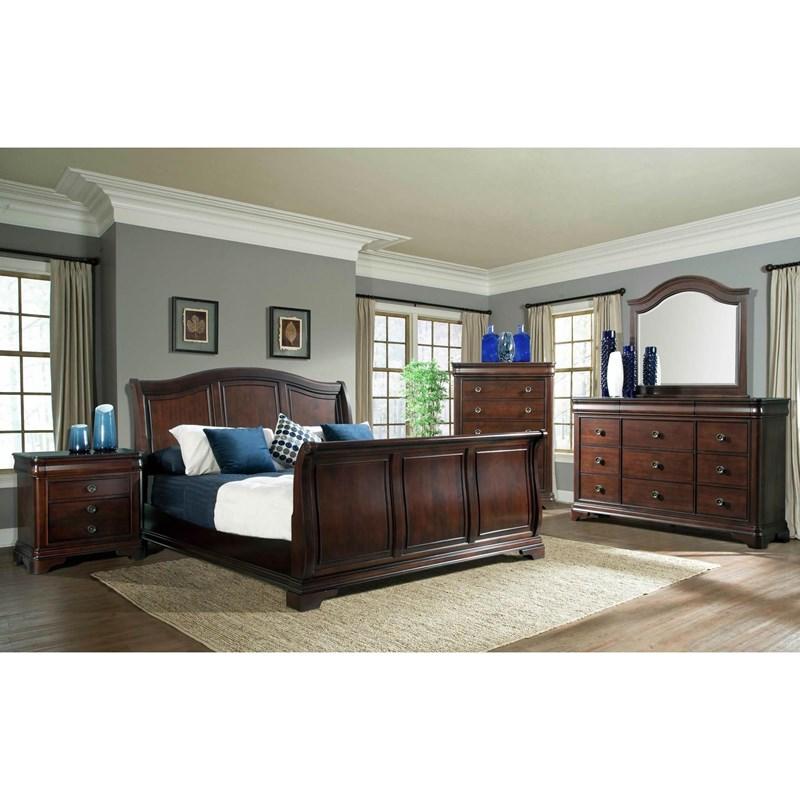 Large Picture of Elements International Cameron CM750QSB Queen Sleigh Bed - Cherry