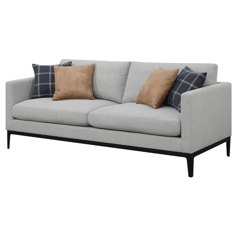 Large Picture of Coaster Furniture Apperson 508681 Upholstered Track Arm Sofa - Light Grey