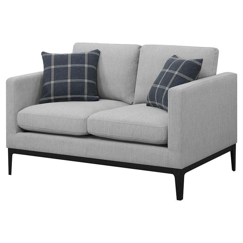 Large Picture of Coaster Furniture Apperson 508682 Upholstered Track Arm Loveseat - Light Grey