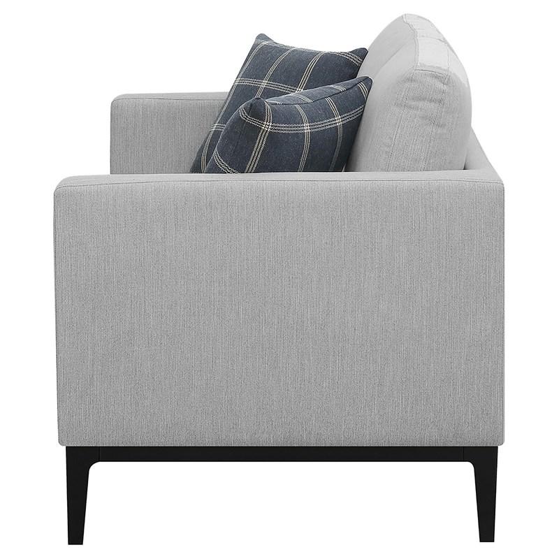 Large Picture of Coaster Furniture Apperson 508682 Upholstered Track Arm Loveseat - Light Grey