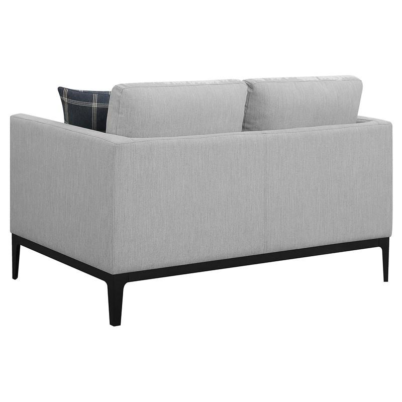 Large Picture of Coaster Furniture Apperson 508682 Upholstered Track Arm Loveseat - Light Grey