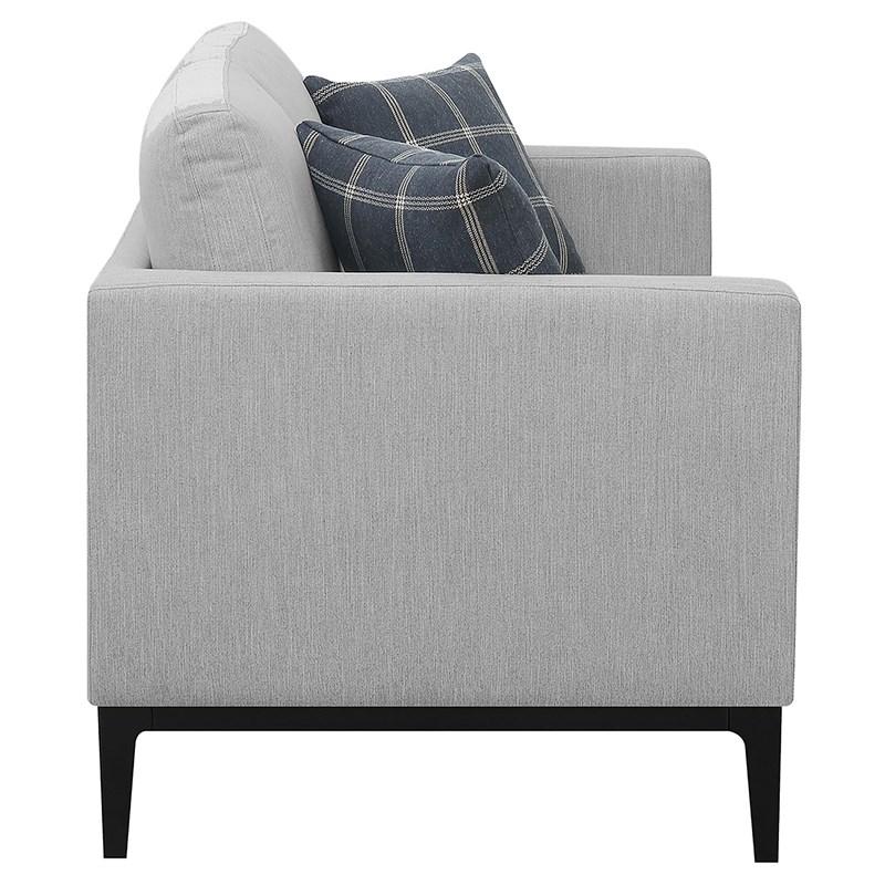 Large Picture of Coaster Furniture Apperson 508682 Upholstered Track Arm Loveseat - Light Grey