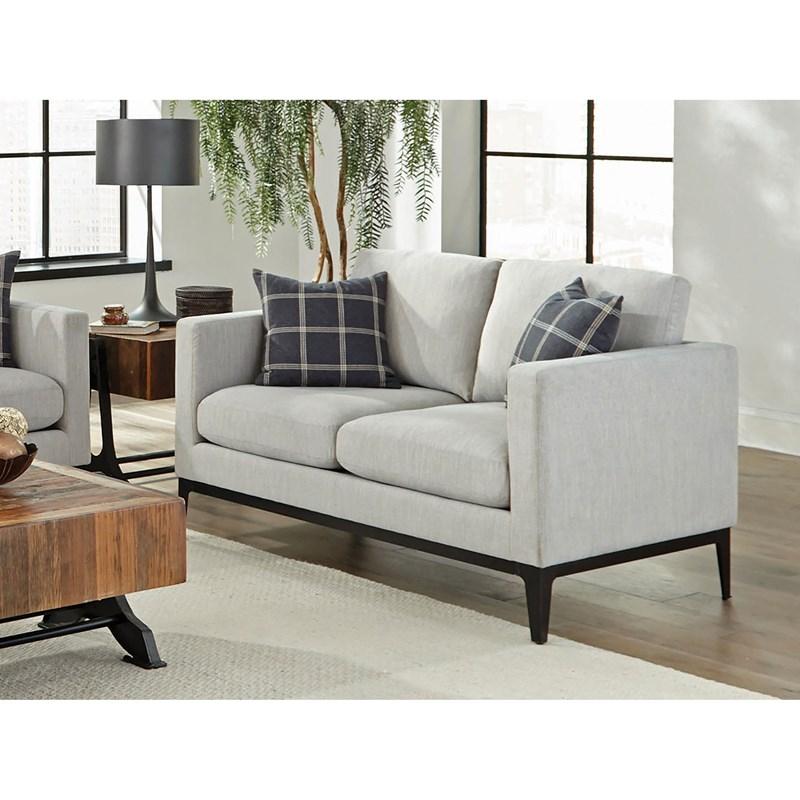 Large Picture of Coaster Furniture Apperson 508682 Upholstered Track Arm Loveseat - Light Grey
