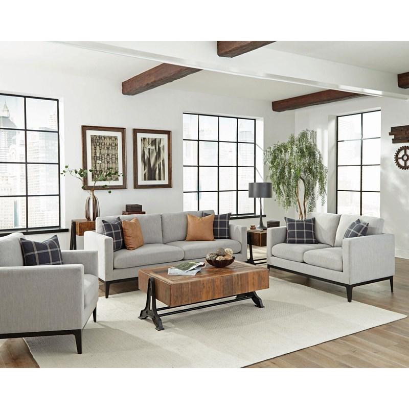 Large Picture of Coaster Furniture Apperson 508683 Upholstered Track Arm Accent Chair - Light Grey