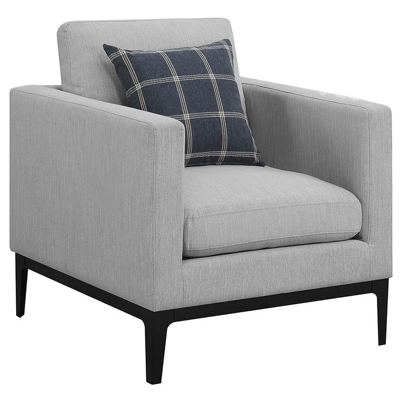 Large Picture of Coaster Furniture Apperson 508683 Upholstered Track Arm Accent Chair - Light Grey