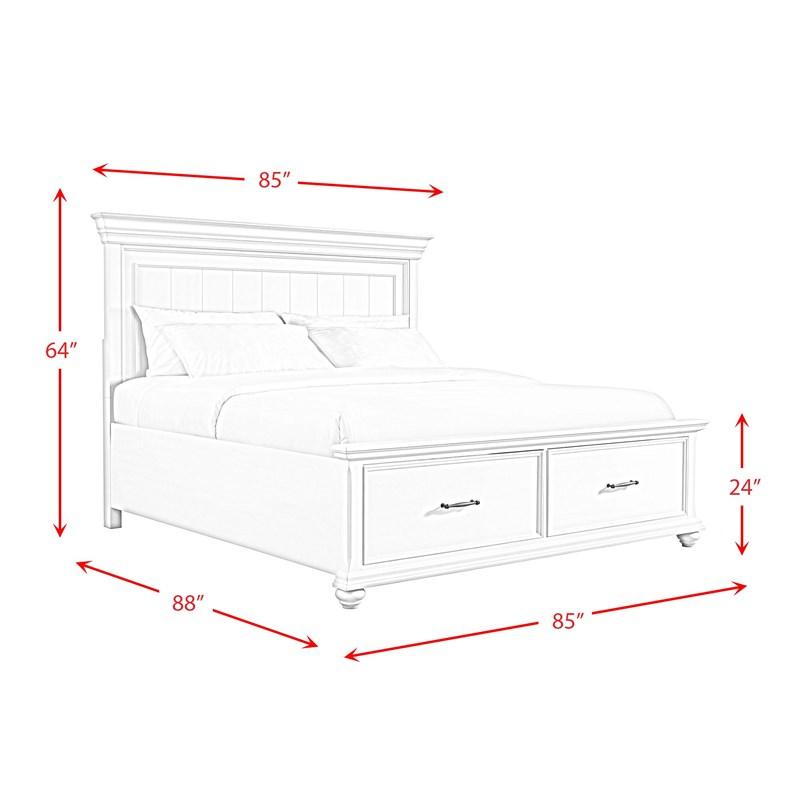 Large Picture of Elements International Slater SR650KB King Platform Storage Bed - White