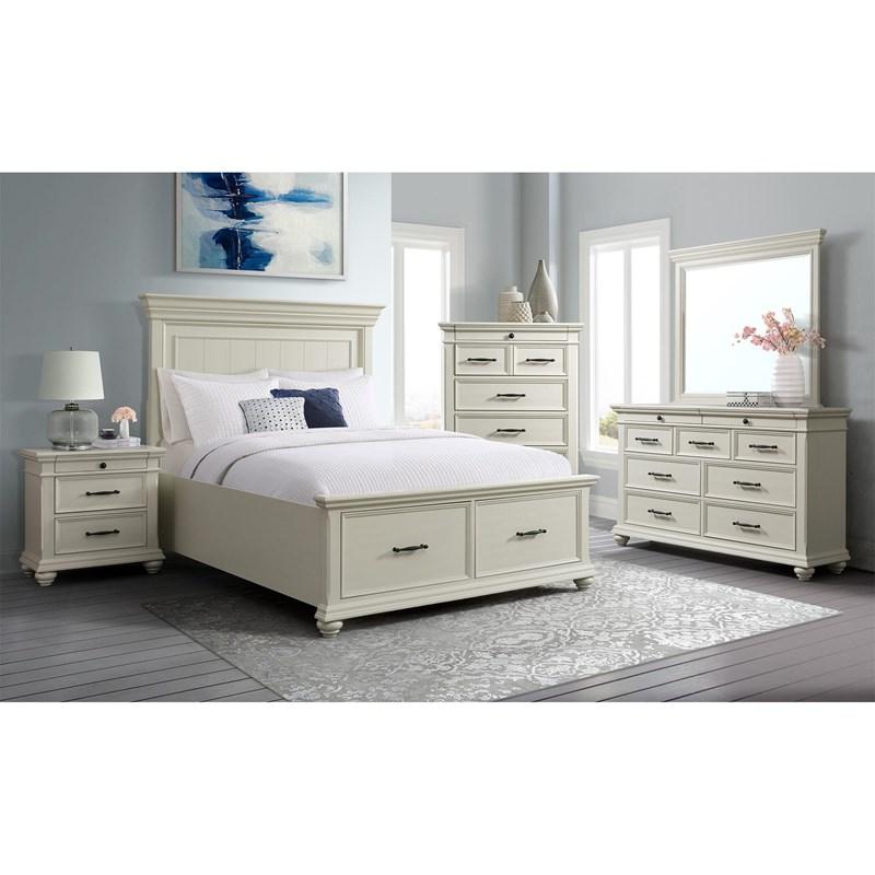 Large Picture of Elements International Slater SR650KB King Platform Storage Bed - White
