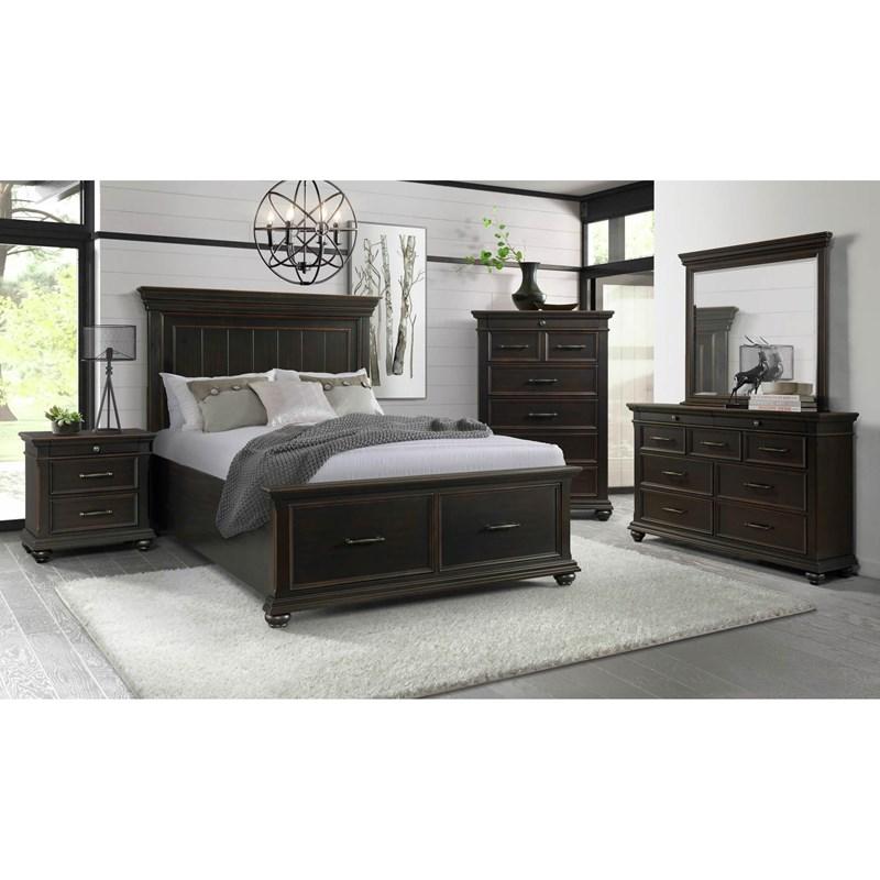 Large Picture of Elements International Slater SR850QB Queen Platform Storage Bed - Black