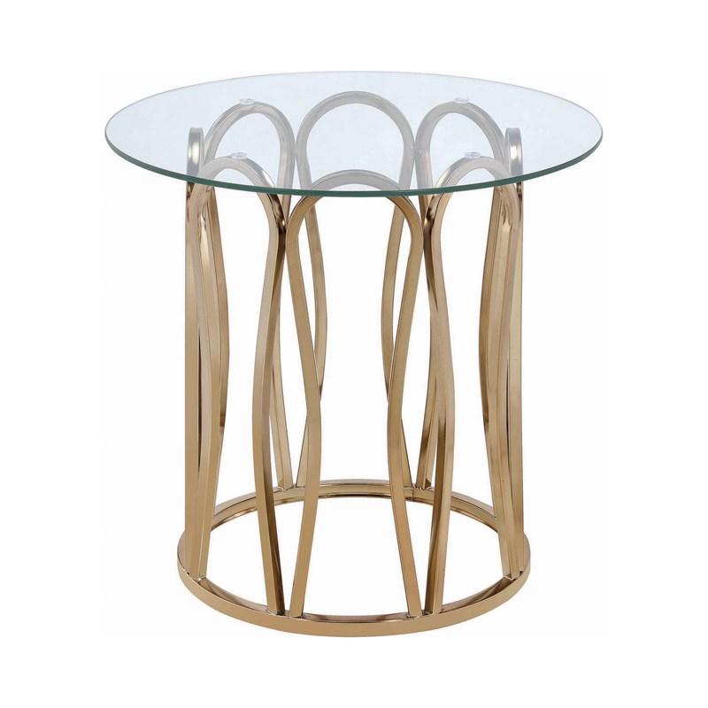 Coaster Furniture Monett 708057 Round Glass Top Side End Table - Chocolate Chrome