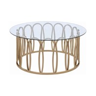Coaster Furniture Monett 708058 Round Glass Top Coffee Table - Chocolate Chrome (Occasional Tables - Coffee Tables)
