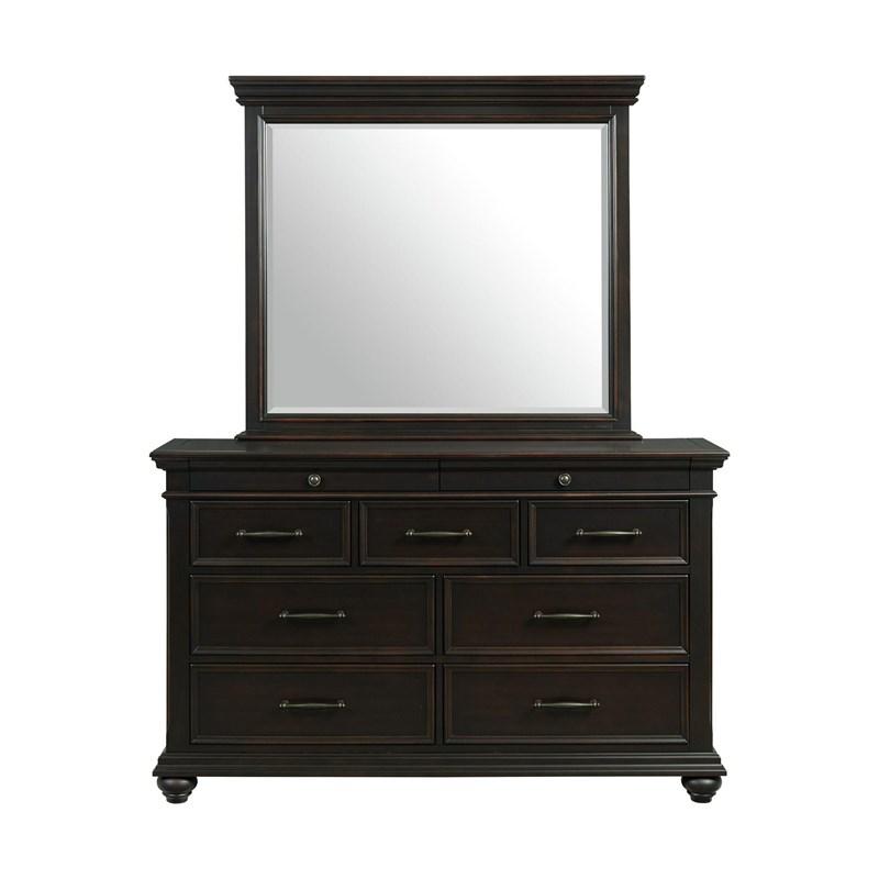 Large Picture of Elements International Slater SR800DRMR Dresser with Mirror - Black