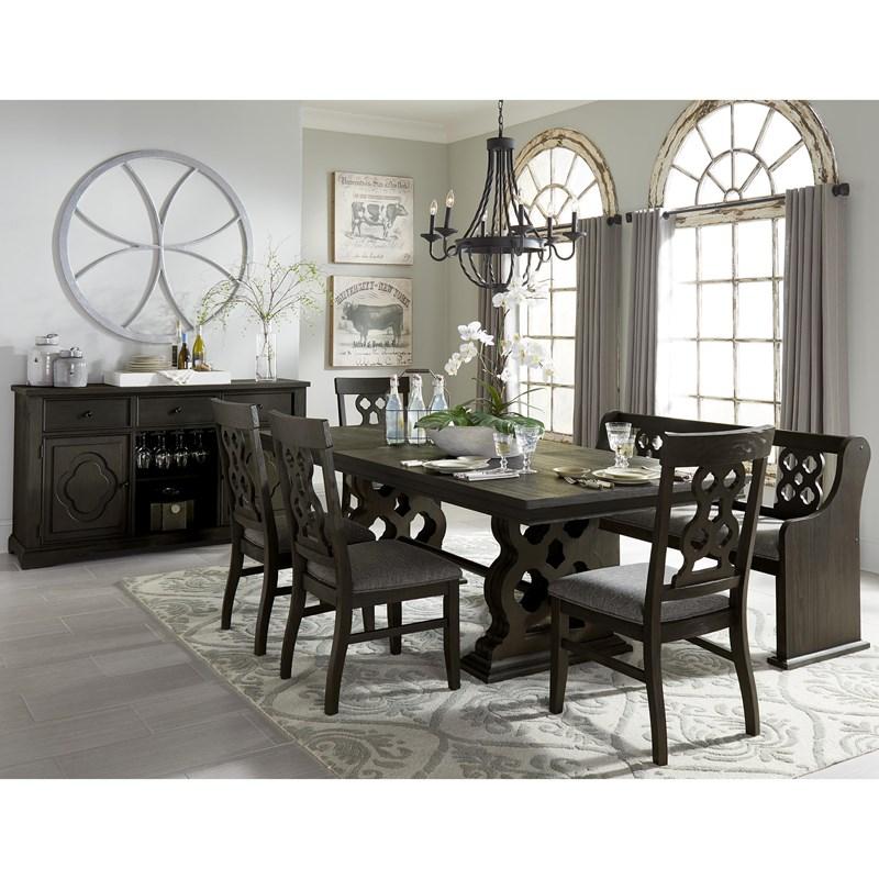 Large Picture of Homelegance Arasina 5559N-14A Bench with Curved Arms - Grey