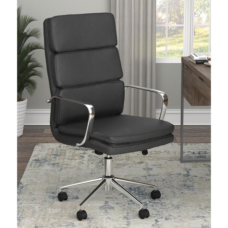 Large Picture of Coaster Furniture Ximena 801744 Upholstered Adjustable High Back Office Chair - Black