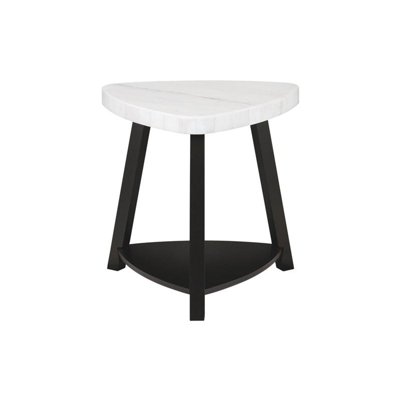 Large Picture of Elements International Trinity CTN100ET White Marble Top End Table