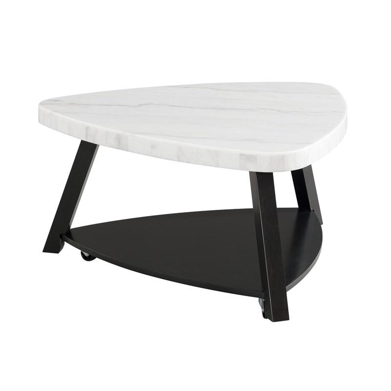 Elements International Trinity CTN100CT White Marble Top Coffee Table