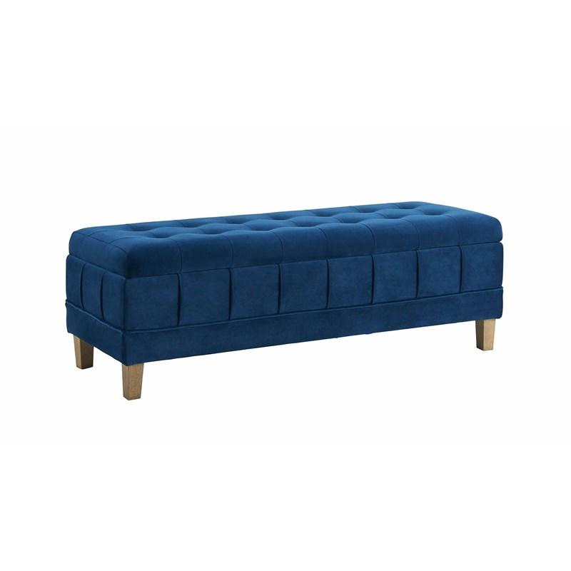 Elements International Crosby Tufted Storage Ottoman - Cobalt