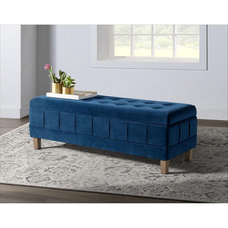 Large Picture of Elements International Crosby Tufted Storage Ottoman - Cobalt