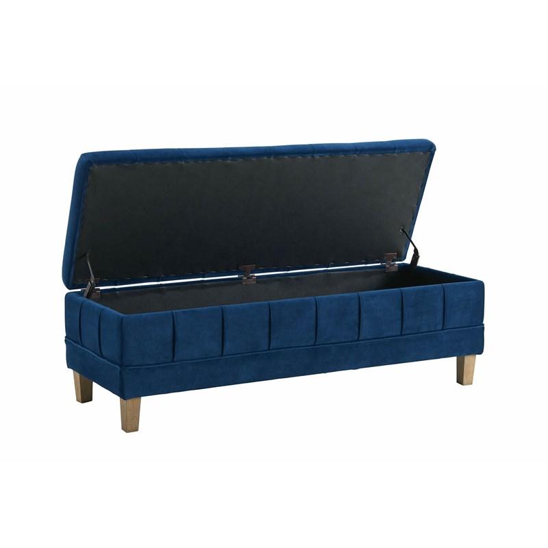 Large Picture of Elements International Crosby Tufted Storage Ottoman - Cobalt