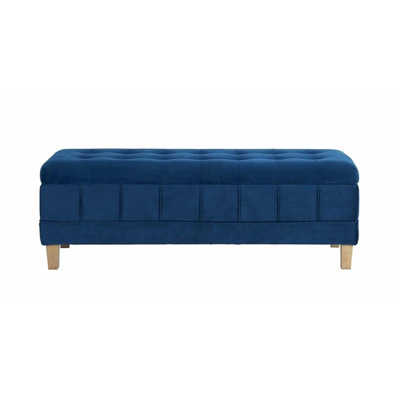 Large Picture of Elements International Crosby Tufted Storage Ottoman - Cobalt