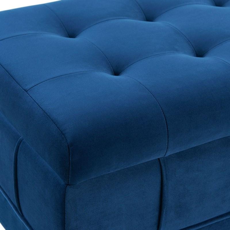 Large Picture of Elements International Crosby Tufted Storage Ottoman - Cobalt