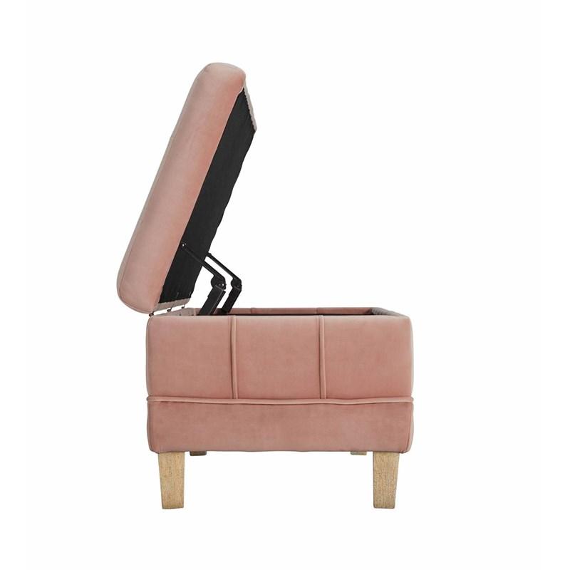 Large Picture of Elements International Crosby Tufted Storage Ottoman - Blush
