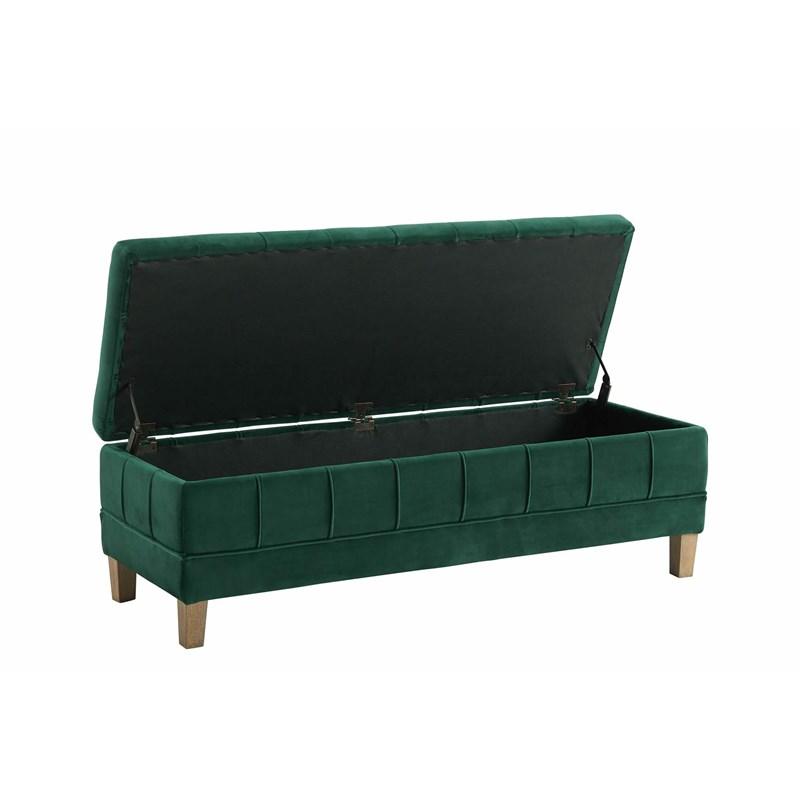 Large Picture of Elements International Crosby Tufted Storage Ottoman - Evergreen