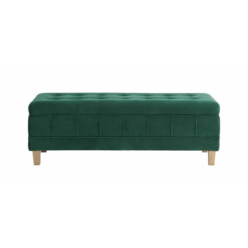 Large Picture of Elements International Crosby Tufted Storage Ottoman - Evergreen