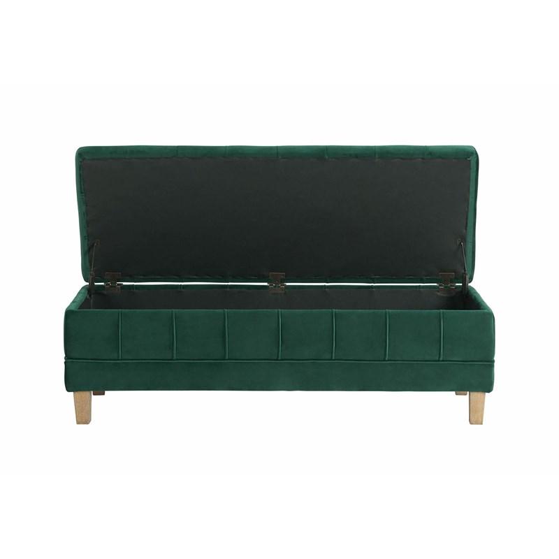Large Picture of Elements International Crosby Tufted Storage Ottoman - Evergreen