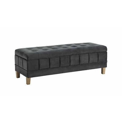 Elements International Crosby Tufted Storage Ottoman - Gun Metal