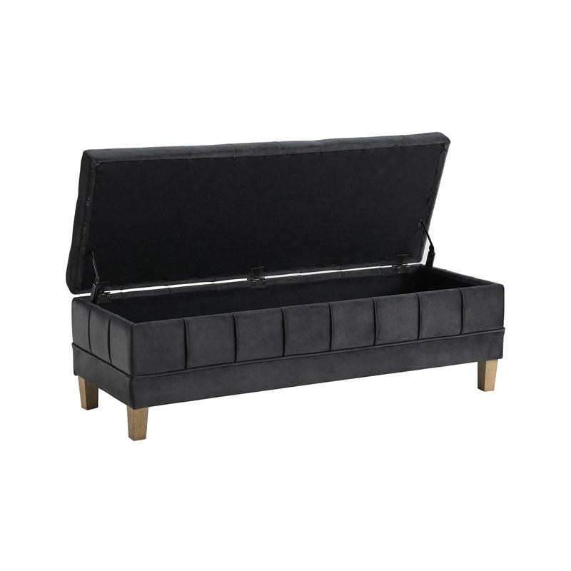 Large Picture of Elements International Crosby Tufted Storage Ottoman - Gun Metal