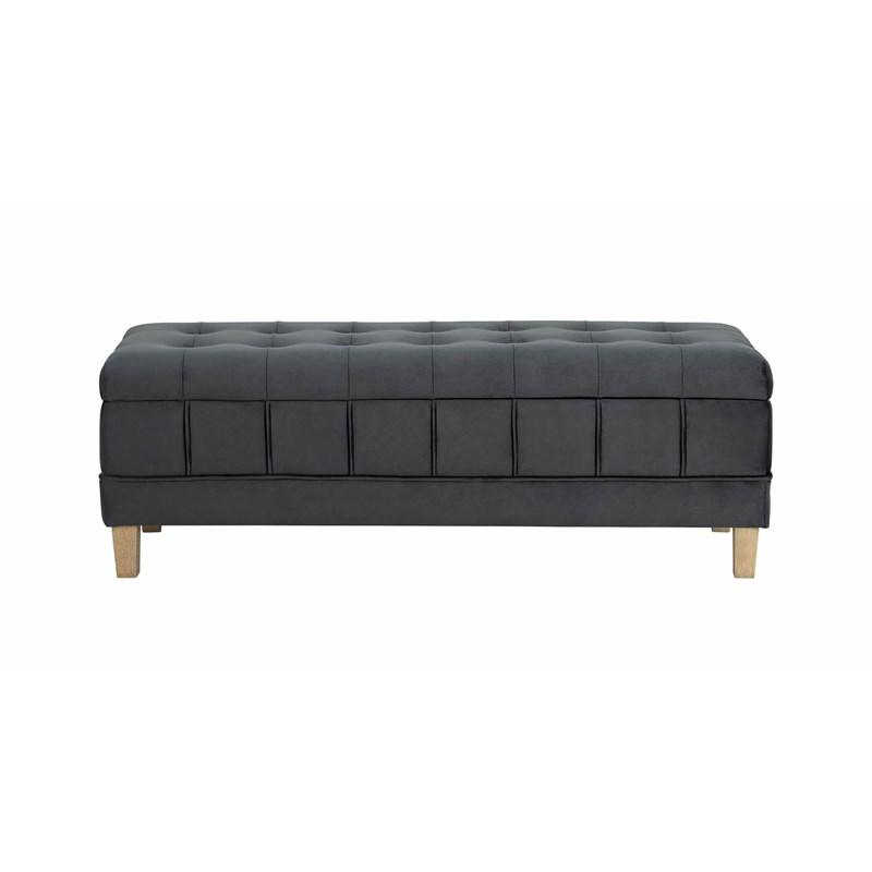 Large Picture of Elements International Crosby Tufted Storage Ottoman - Gun Metal