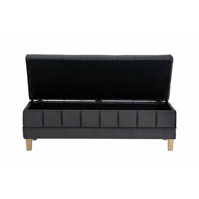Large Picture of Elements International Crosby Tufted Storage Ottoman - Gun Metal