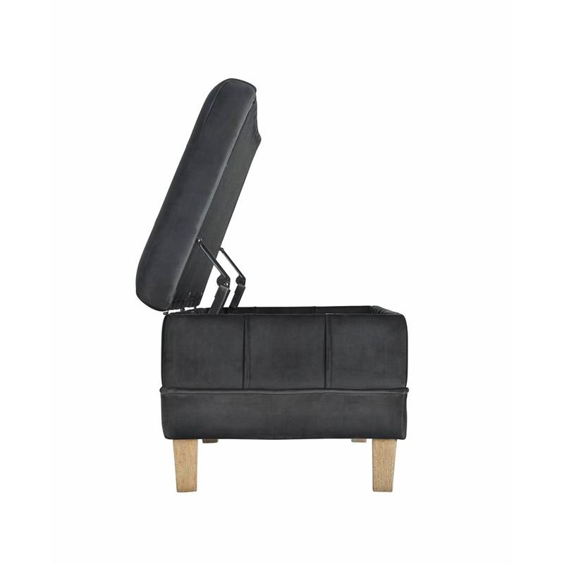 Large Picture of Elements International Crosby Tufted Storage Ottoman - Gun Metal