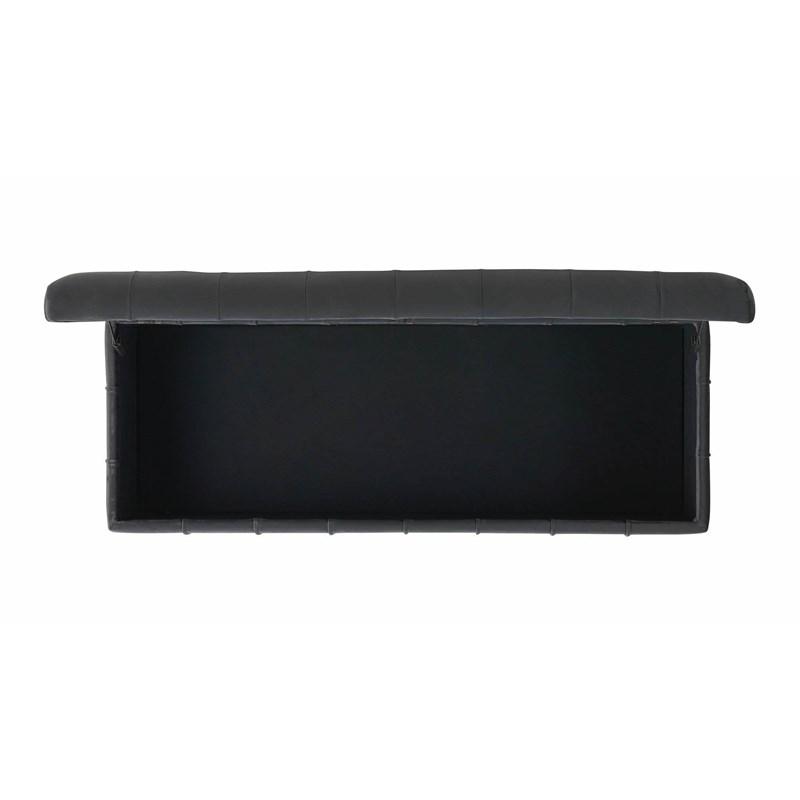 Large Picture of Elements International Crosby Tufted Storage Ottoman - Gun Metal