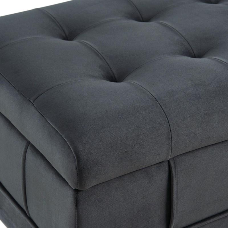 Large Picture of Elements International Crosby Tufted Storage Ottoman - Gun Metal
