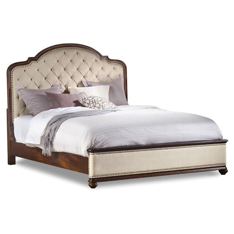 Hooker Furniture 5381-90950 Leesburg Queen Upholstered Bed with Wood Rails