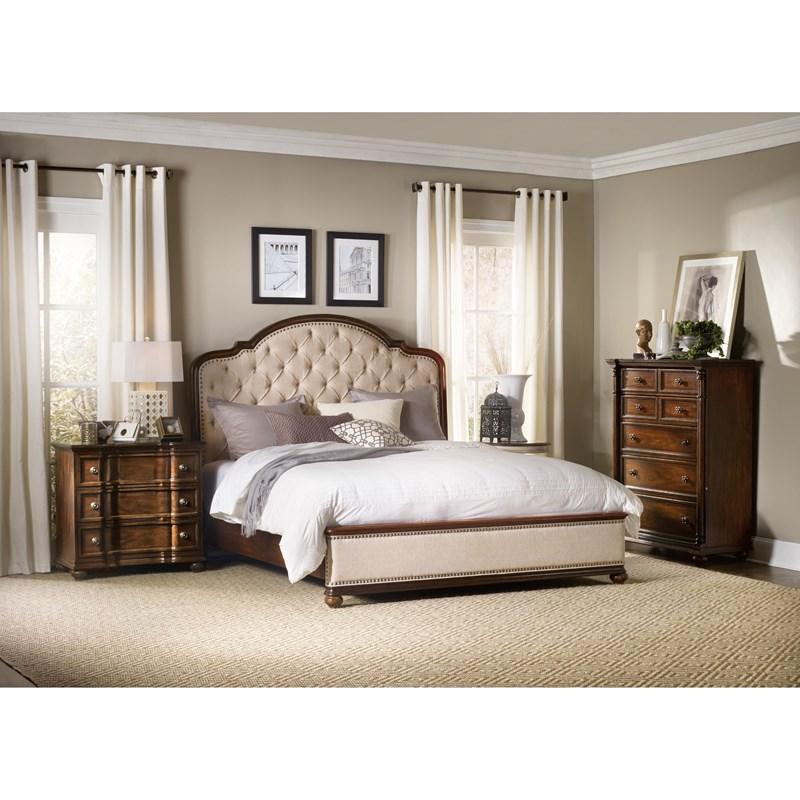 Large Picture of Hooker Furniture 5381-90950 Leesburg Queen Upholstered Bed with Wood Rails