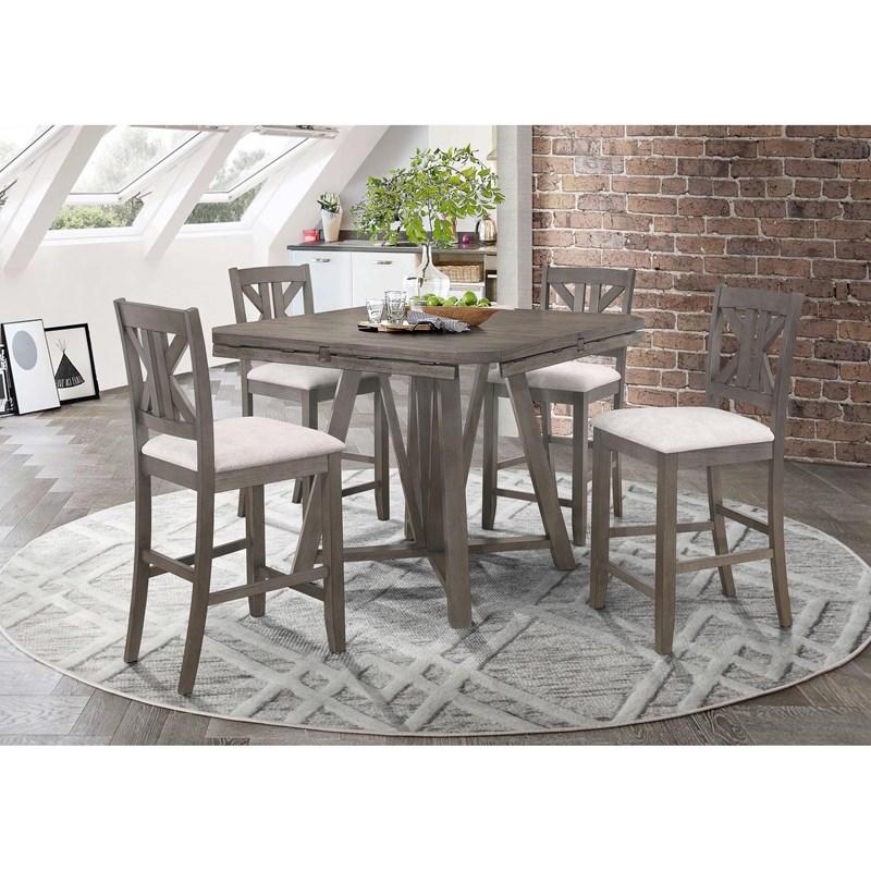 Large Picture of Coaster Furniture Athens 109859 Wood Counter Chair with Cushion - Barn Grey