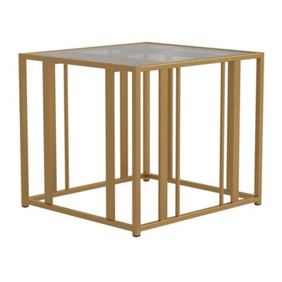 Coaster Furniture Adri 723607 Rectangular Glass Top Side End Table - Matte Brass