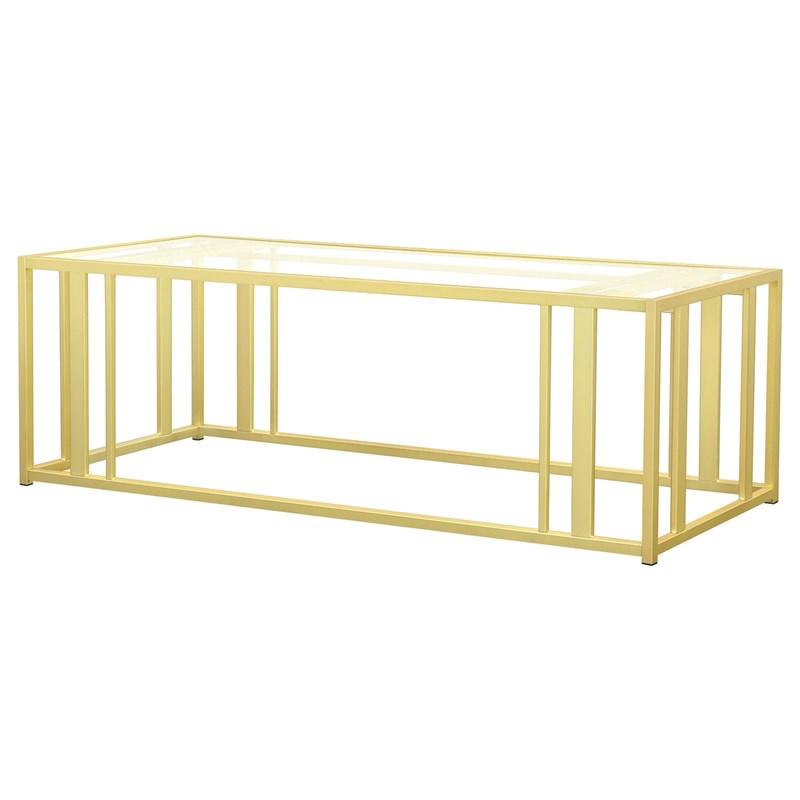 Large Picture of Coaster Furniture Adri 723608 Rectangular Glass Top Coffee Table - Matte Brass