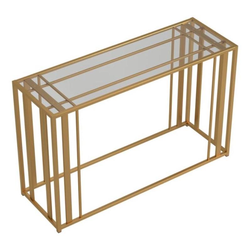 Large Picture of Coaster Furniture Adri 723609 Glass Top Entryway Sofa Console Table - Matte Brass