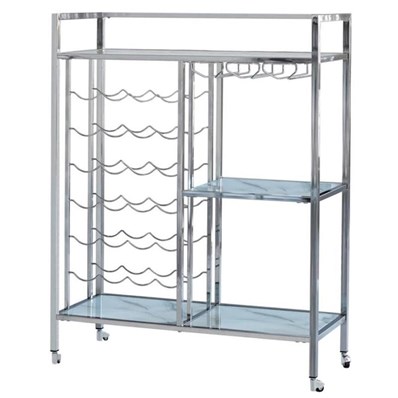 Coaster Furniture Derion 181370 3-tier Rectangular Glass Shelf Metal Bar Cart - Chrome