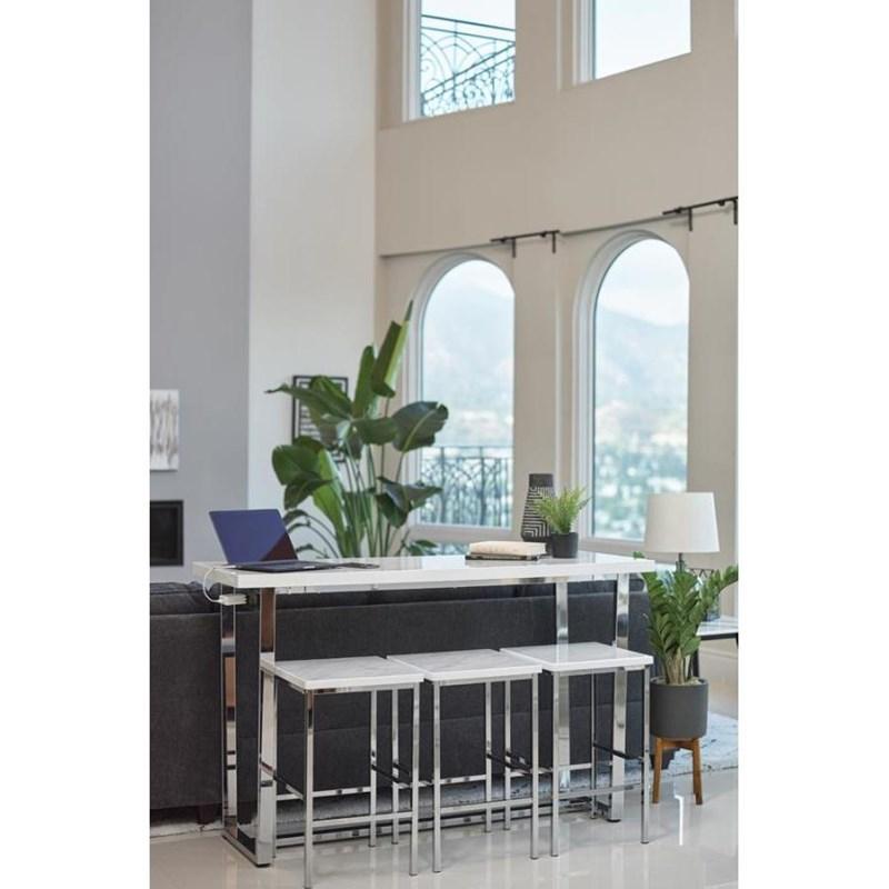 Large Picture of Coaster Furniture Marmot 182253 4-piece Rectangular Counter Height Table Set - Chrome