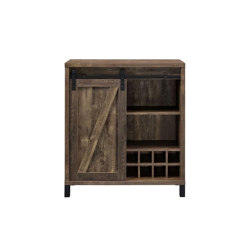 Large Picture of Coaster Furniture Arlington 182852 Sliding Door Home Bar Wine Cabinet - Rustic Oak